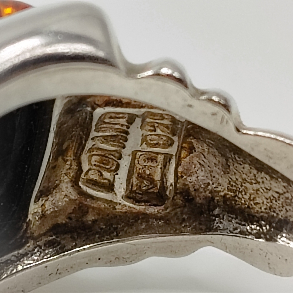 Vintage Baltic Amber Silver Ring - image 3
